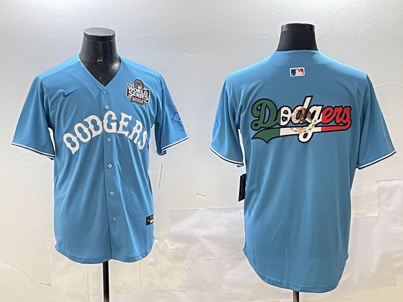 Men Los Angeles Dodgers Blank Light Blue Throwback Game 2025 Nike MLB Jersey style 5